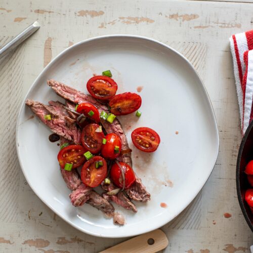 Air Fryer Flank Steak with Tomato-Balsamic Sauce
