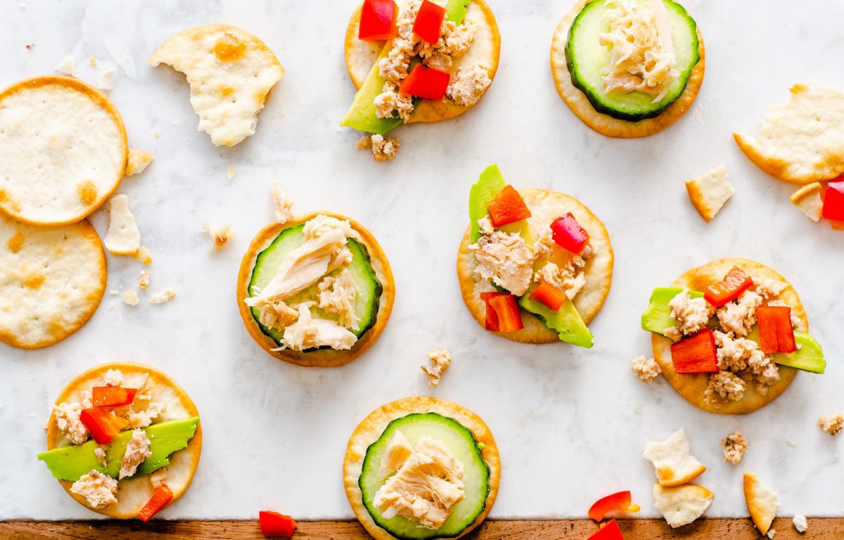 canned tuna and salmon crackers