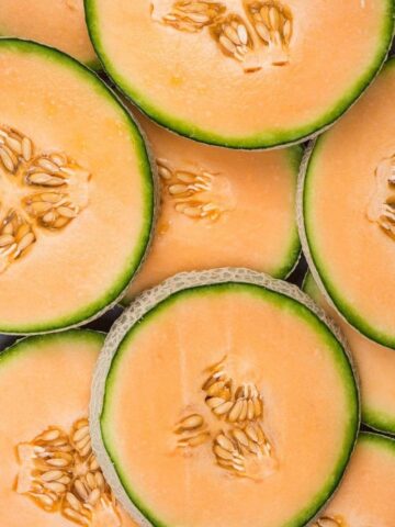 cantaloupe rounds stacked on top of each other