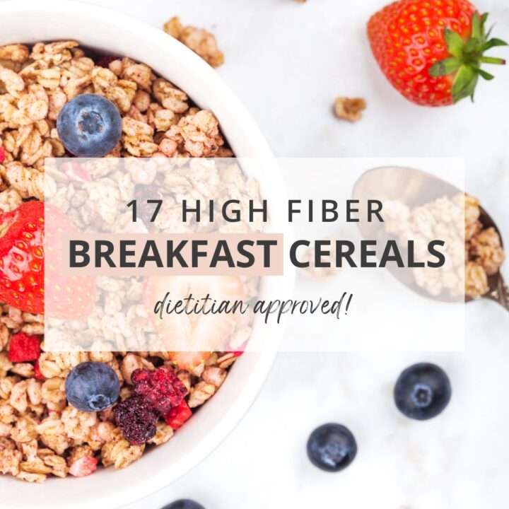 bowl of high fiber cereal with berries